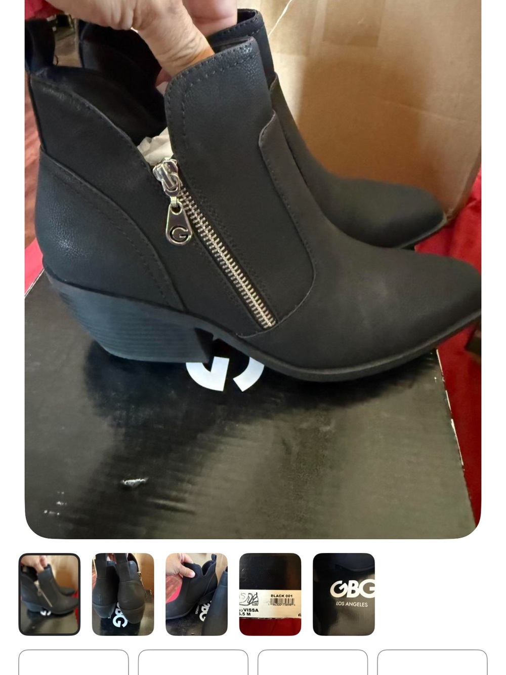 GBG Los Angeles Black Side-Zip Ankle Booties with Low Heel